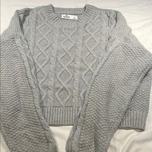 Hollister Gray Cable Knit Crew Neck Sweater